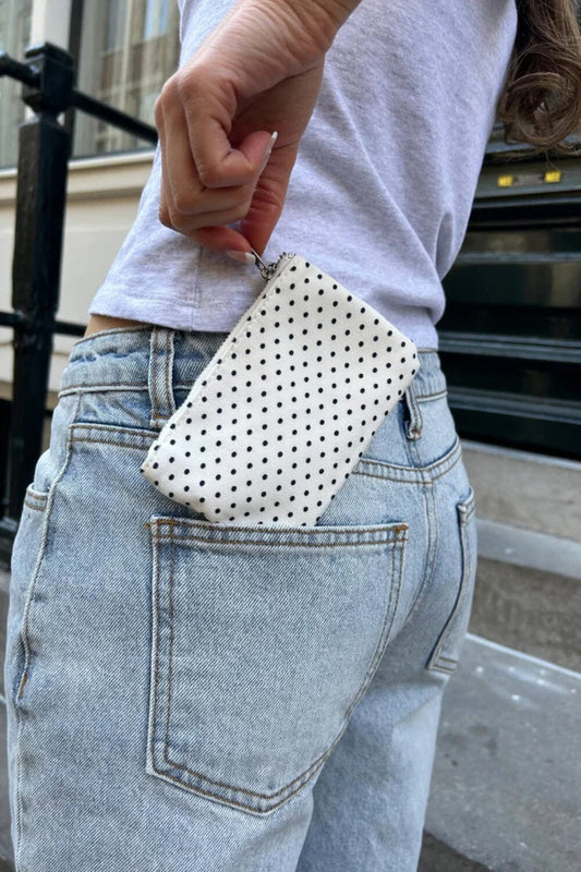 White Navy Polka Dots