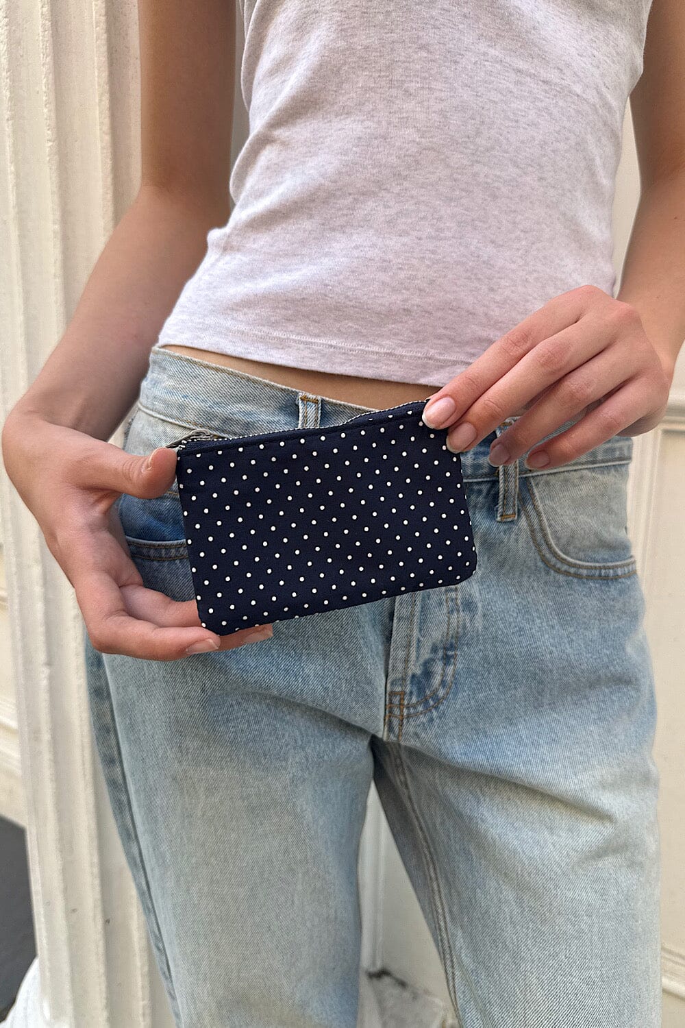 Polka Dots Coin Purse | Navy Blue White Polka Dots