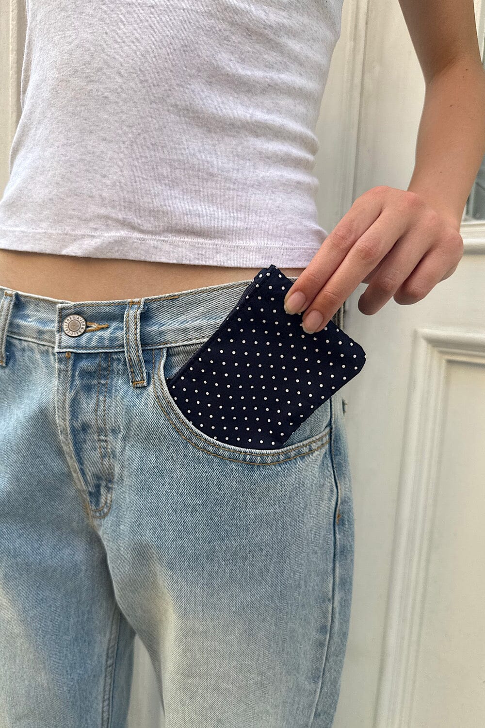 Polka Dots Coin Purse | Navy Blue White Polka Dots