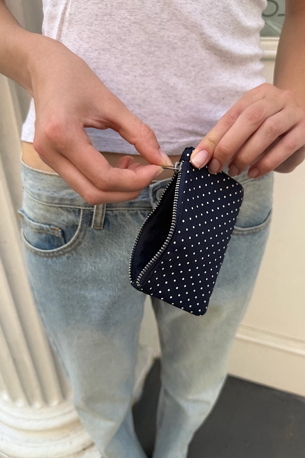 Polka Dots Coin Purse | Navy Blue White Polka Dots