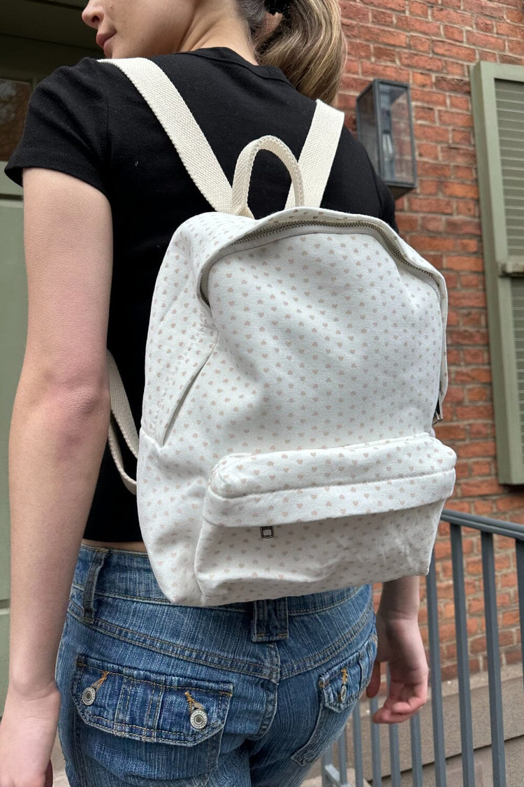 Heart Backpack | White With Light Pink Hearts