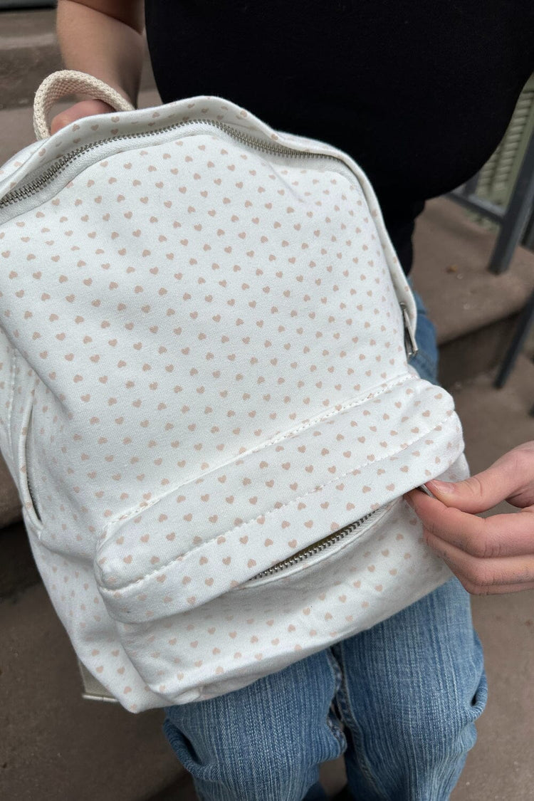 Heart Backpack | White With Light Pink Hearts