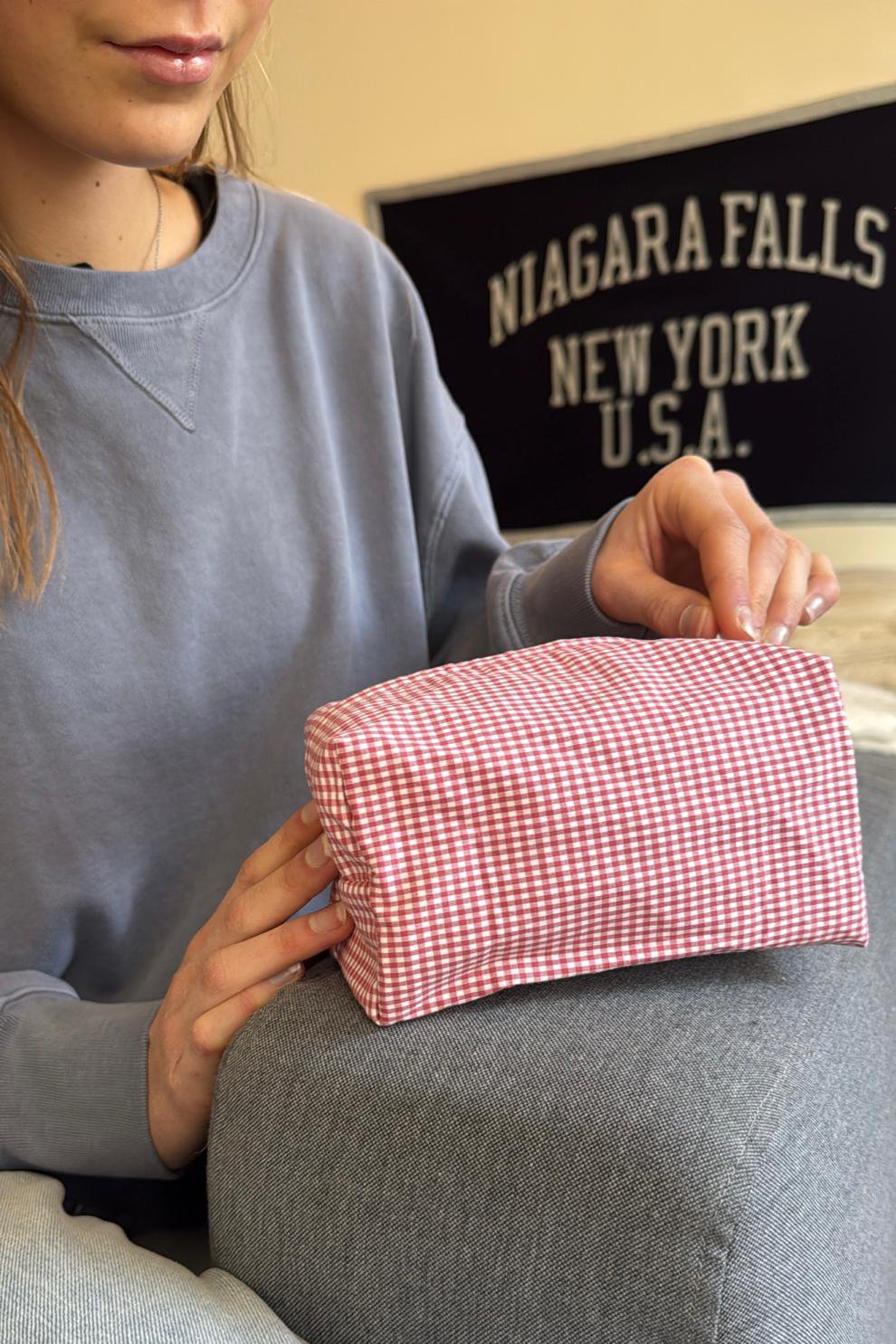 Plaid Makeup Bag | Red Gingham
