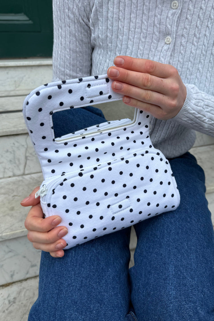Polka Dots Makeup Bag | White Black Polka Dots