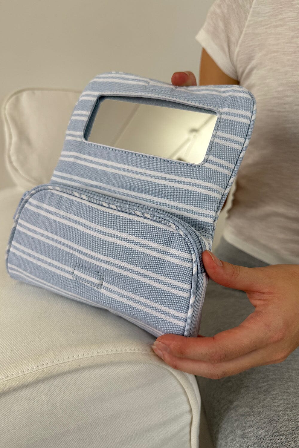 Light Blue White Double Stripes