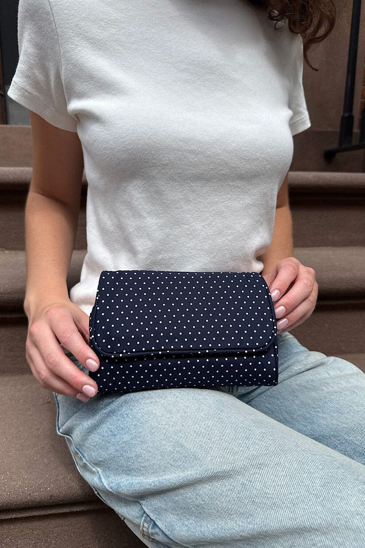 Polka Dots Makeup Bag | Navy With White Polka Dots