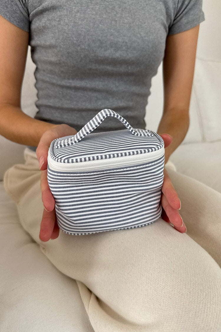 Striped Makeup Bag | Cloudy Blue White Stripes