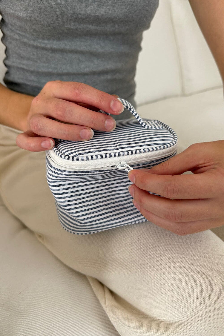 Striped Makeup Bag | Cloudy Blue White Stripes