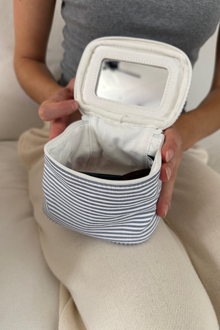 Striped Makeup Bag | Cloudy Blue White Stripes