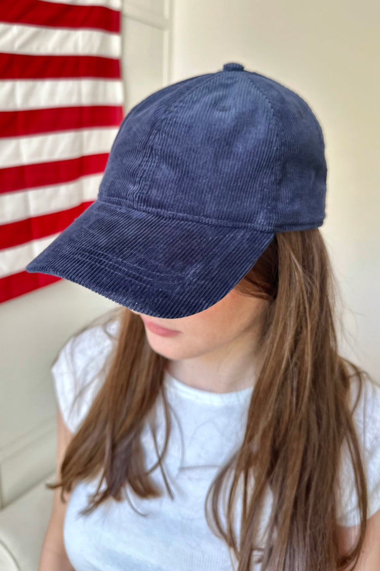 Katherine Corduroy Cap | Navy Blue Corduroy