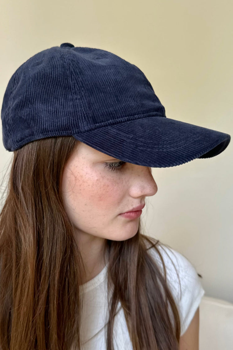 Katherine Corduroy Cap | Navy Blue Corduroy