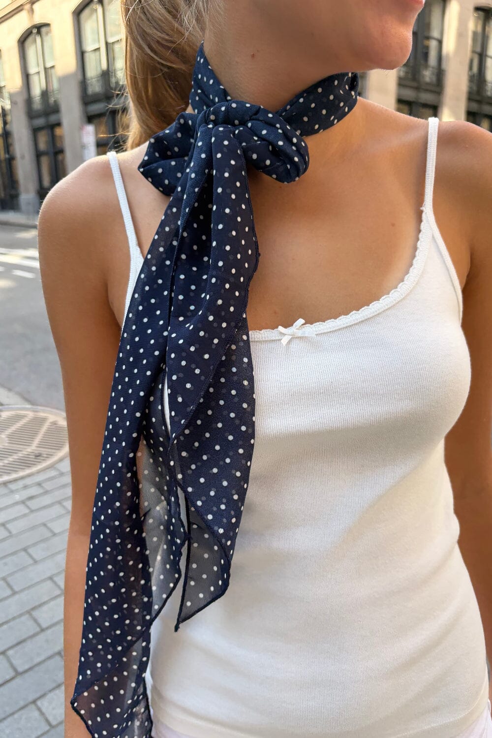 Polka Dots Scarf | Navy Blue with White Polka Dots