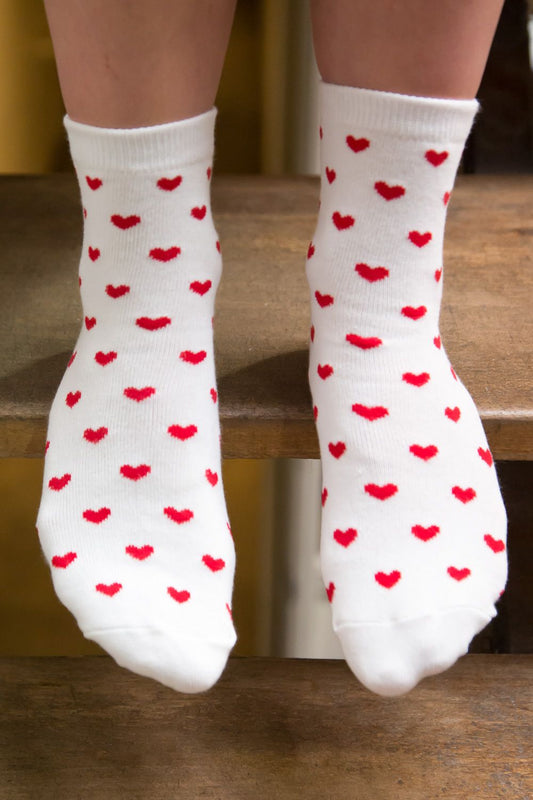 White with Red Hearts