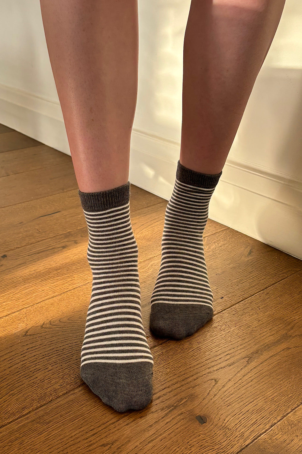 Striped Socks |  dark grey white stripe