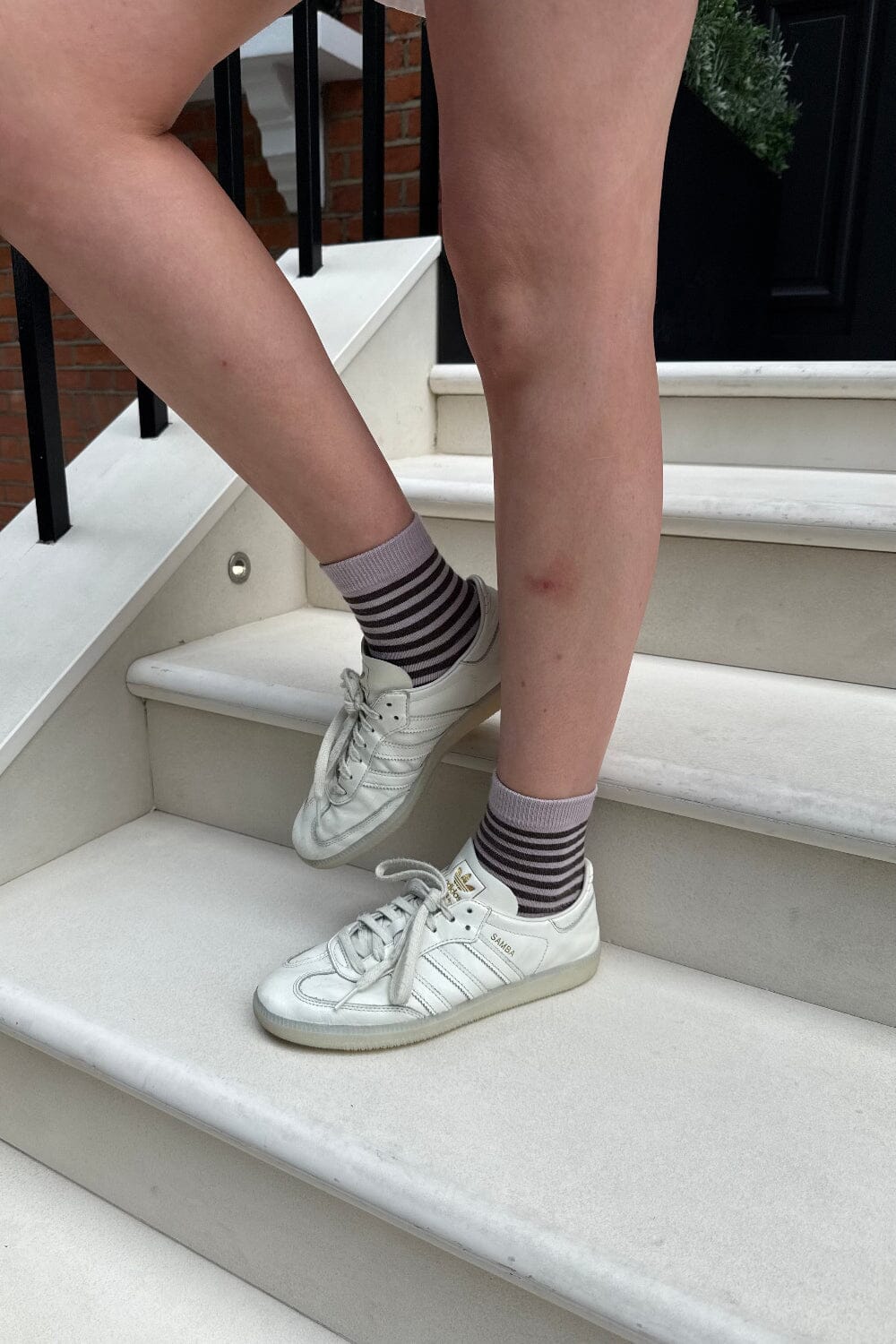 Striped Socks | Mauve with Brown Stripes