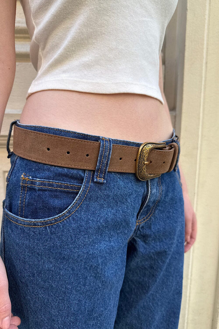 Suede Western Belt | Brown