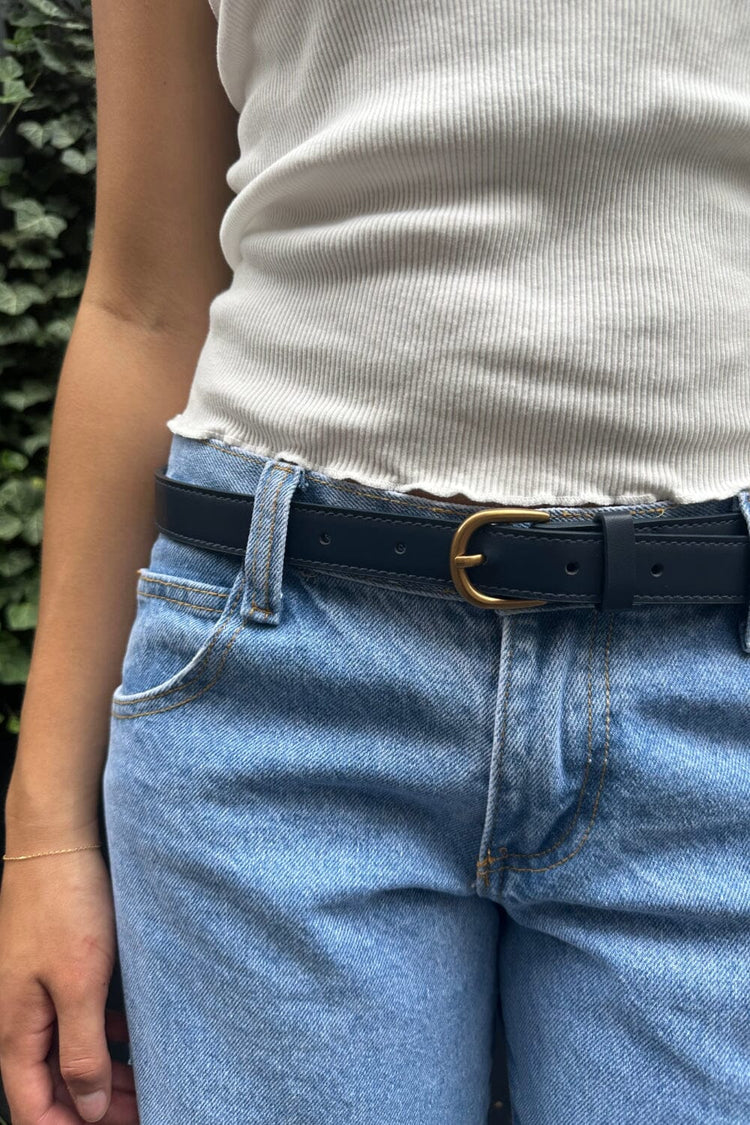 Navy Faux Leather Belt | Navy