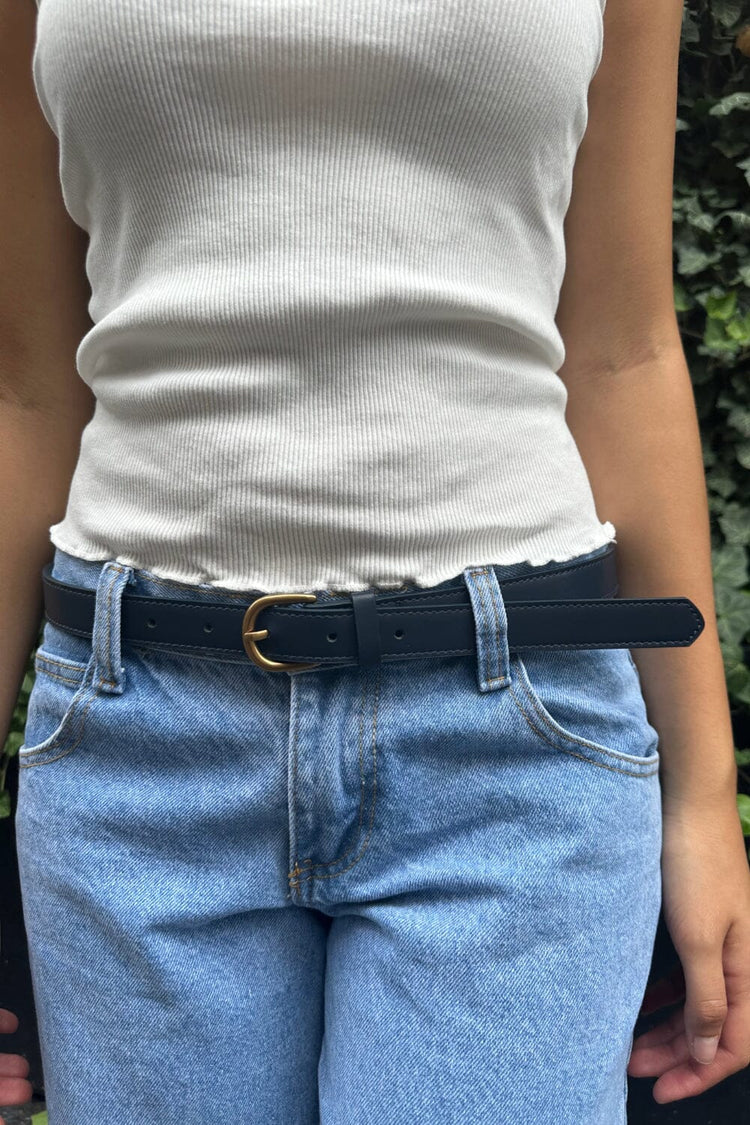 Navy Faux Leather Belt | Navy