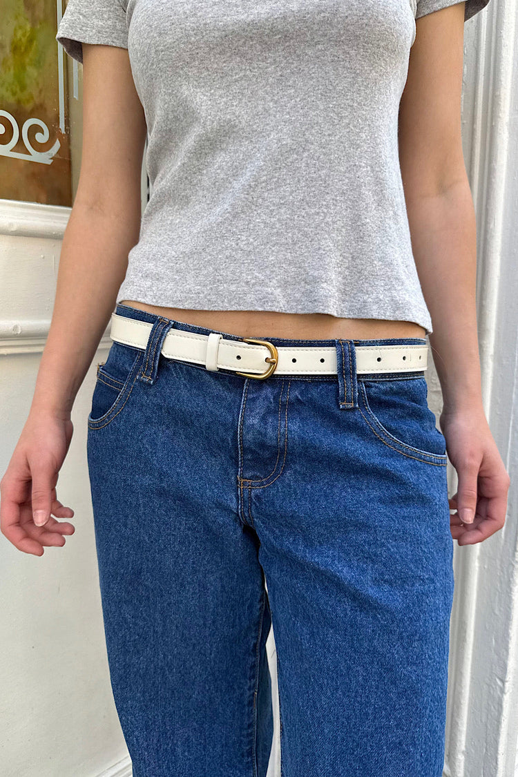 Faux Leather Buckle Belt | Cream