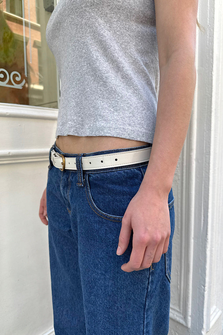 Faux Leather Buckle Belt | Cream