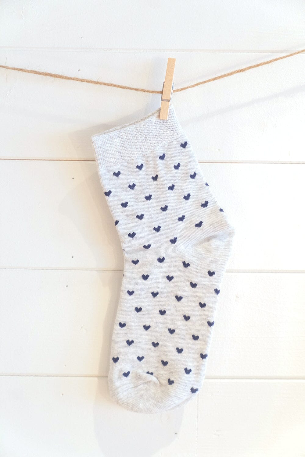 Heather Grey Navy Hearts