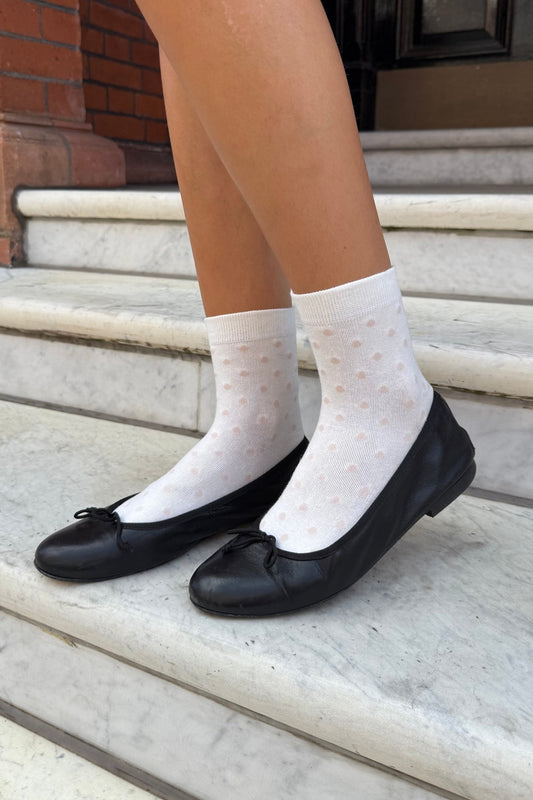 White With Blush Pink Polka Dots
