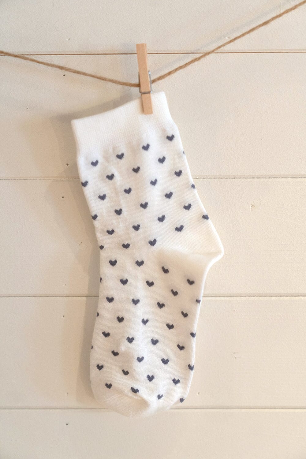 Heart Socks | White With Navy Hearts