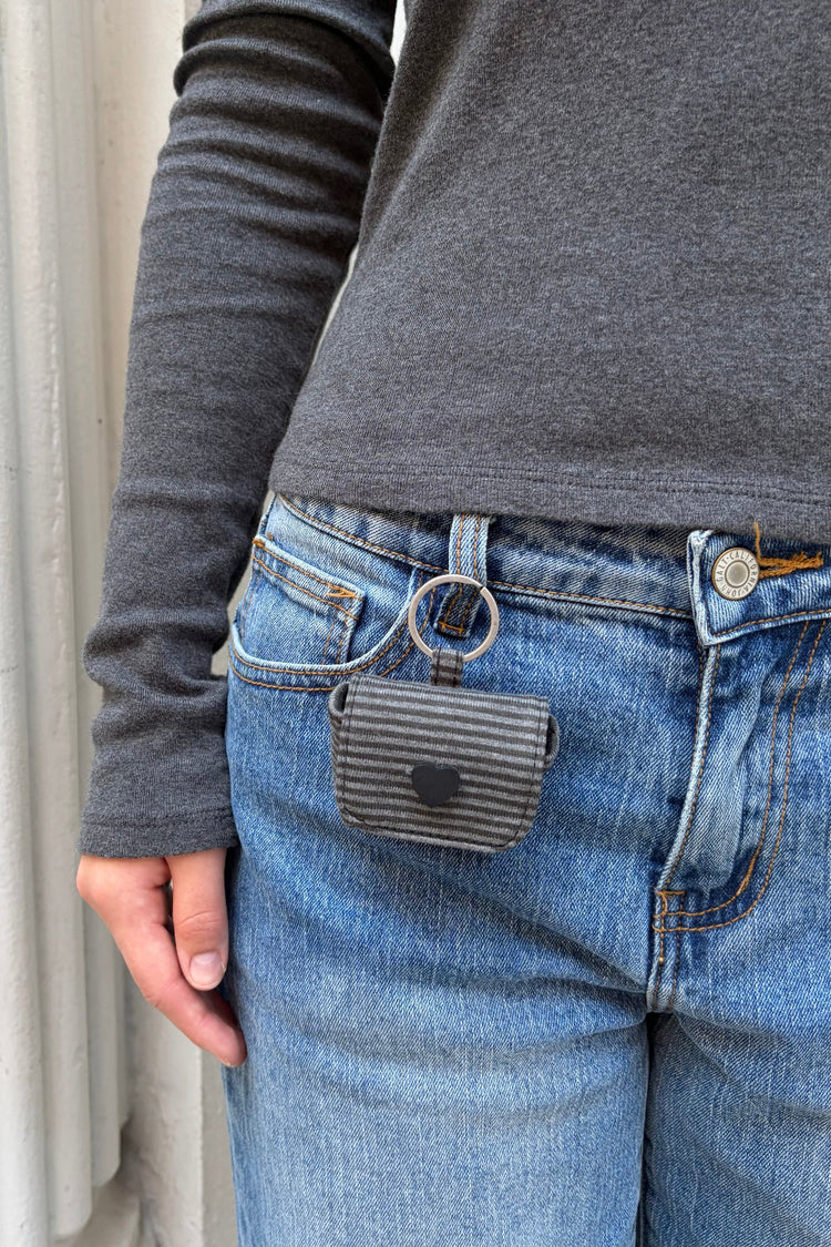 Striped Mini Bag Keychain | Dark Grey Faded Black Stripes