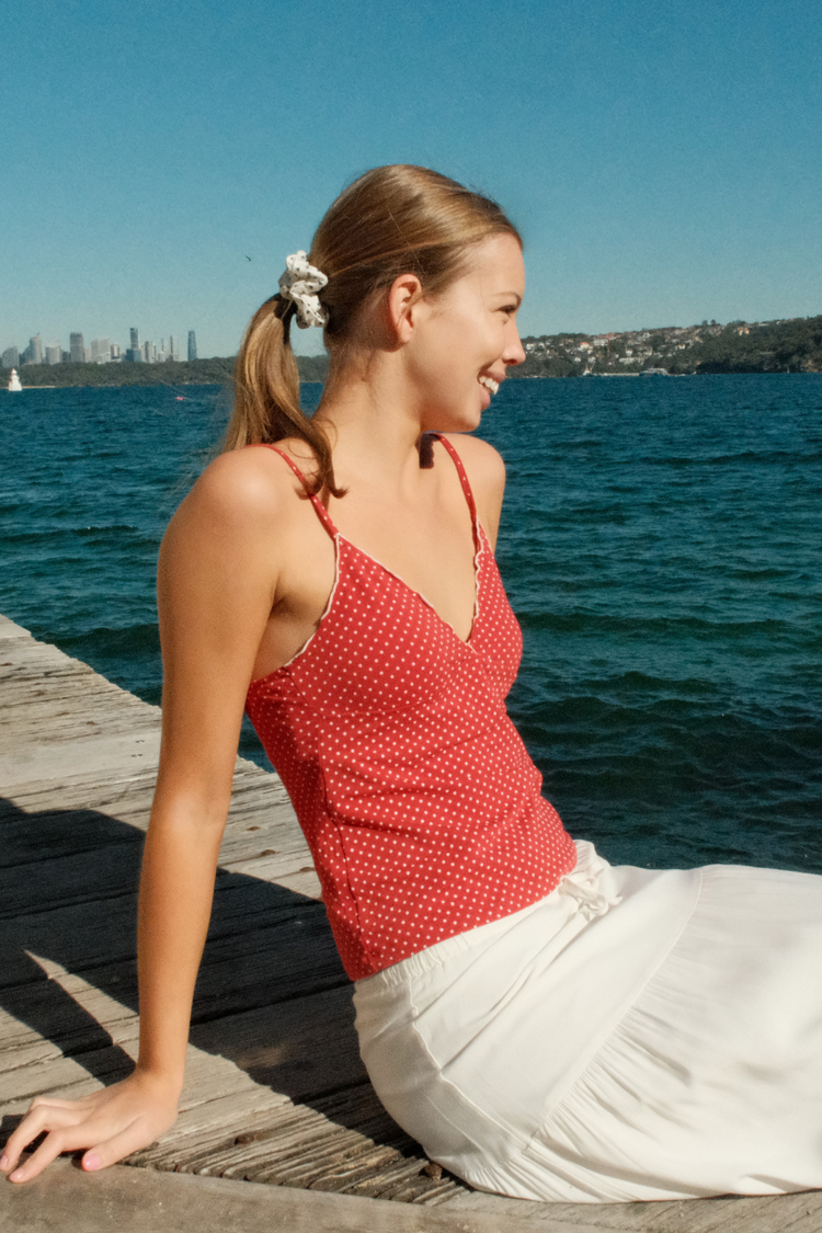 Tiffany Polka Dots Tank | Red With White Polka Dots / XS/S