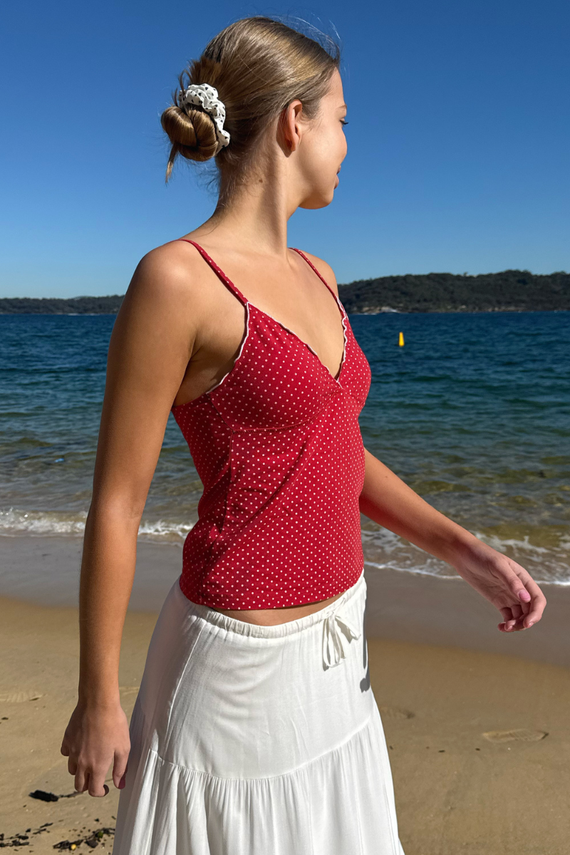 Red With White Polka Dots / XS/S
