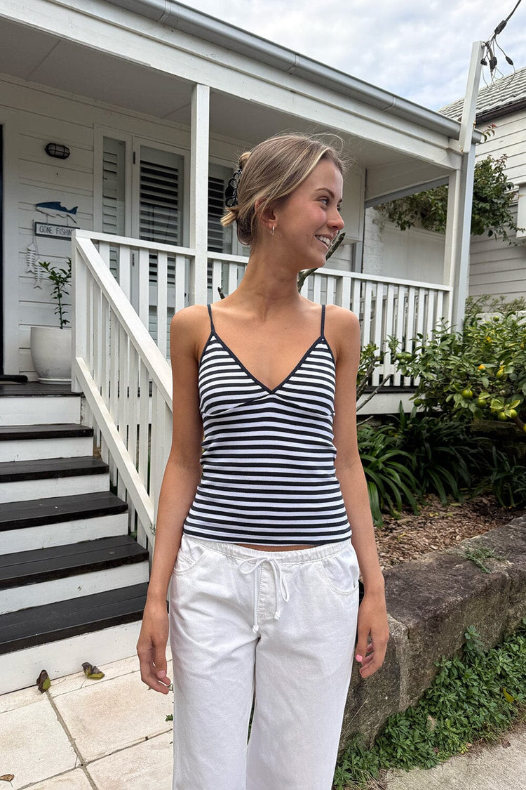 Amara Striped Tank | Dark Navy and White Stripes / XS/S