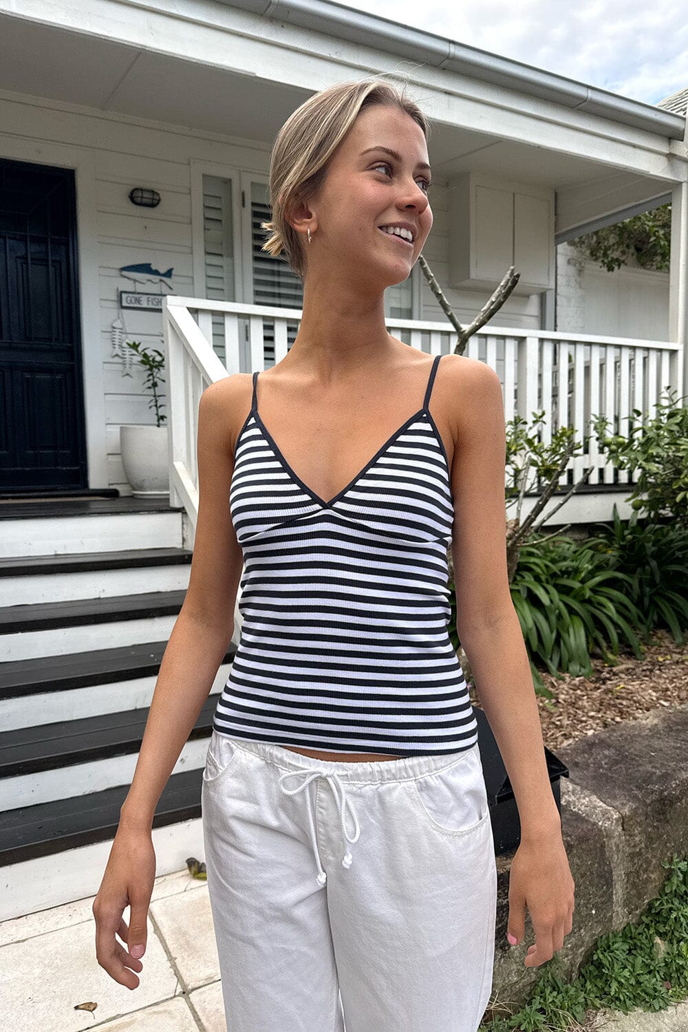 Amara Striped Tank | Dark Navy and White Stripes / XS/S