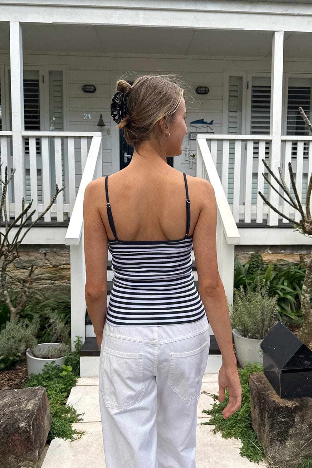 Amara Striped Tank | Dark Navy and White Stripes / XS/S