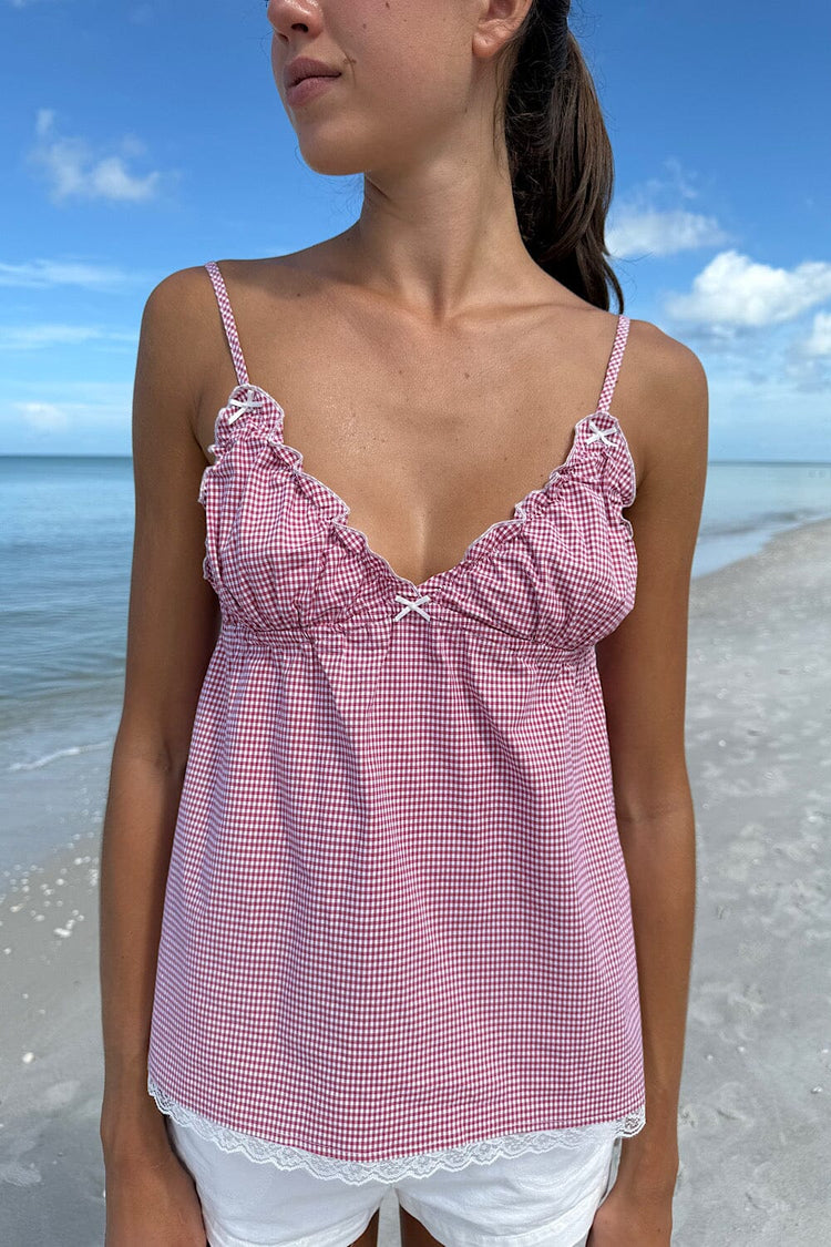 Tiffany Plaid Tank | Red And White Checkered / XS/S