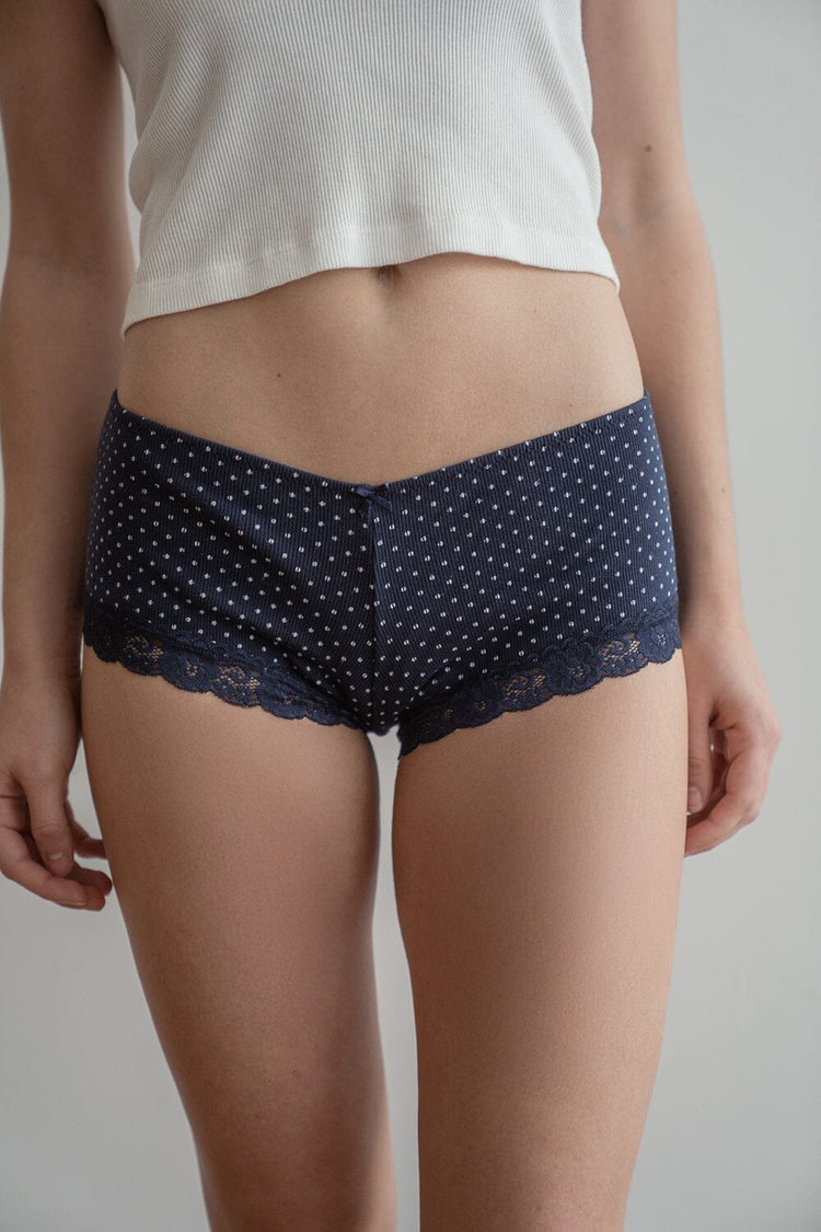 Polka Dot Hipster Underwear | Navy With White Polka Dots / XS/S