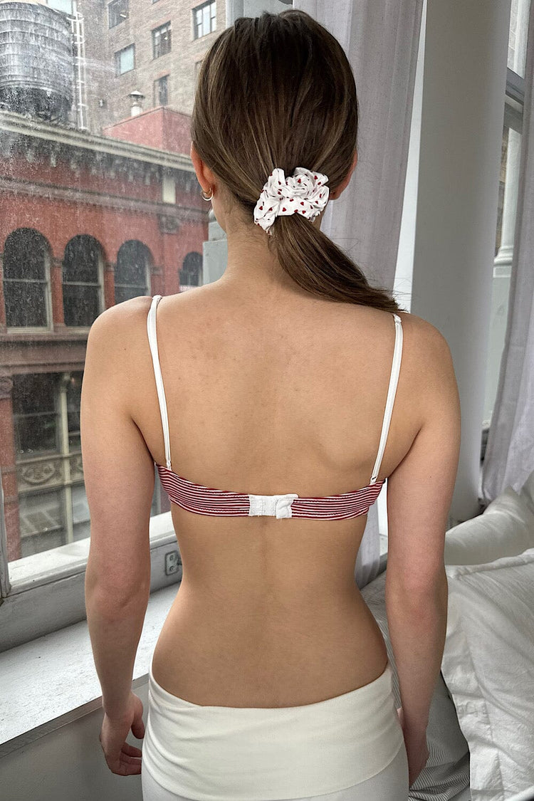 Stripes Lace Bra | Red and White Stripes / XS/S