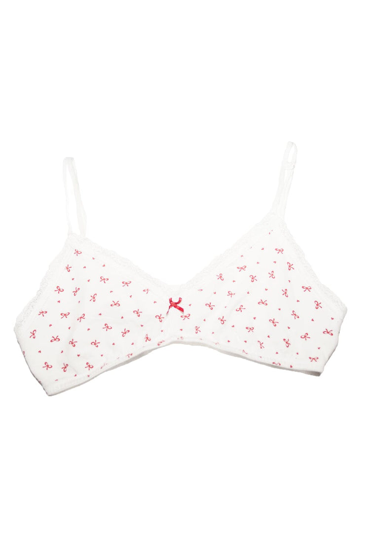Bows & Heart Lace Bra | Red Bows and Heart / XS/S
