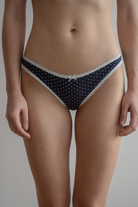 Navy With White Polka Dots / XS/S