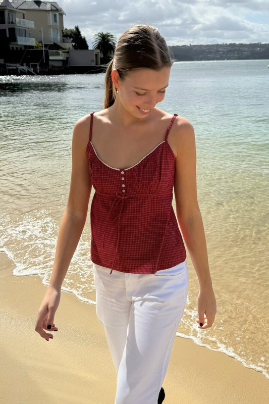 Red With White And Black Plaid / XS/S