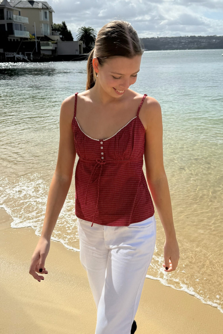 Tiffany Plaid Tank | Red With White And Black Plaid / XS/S