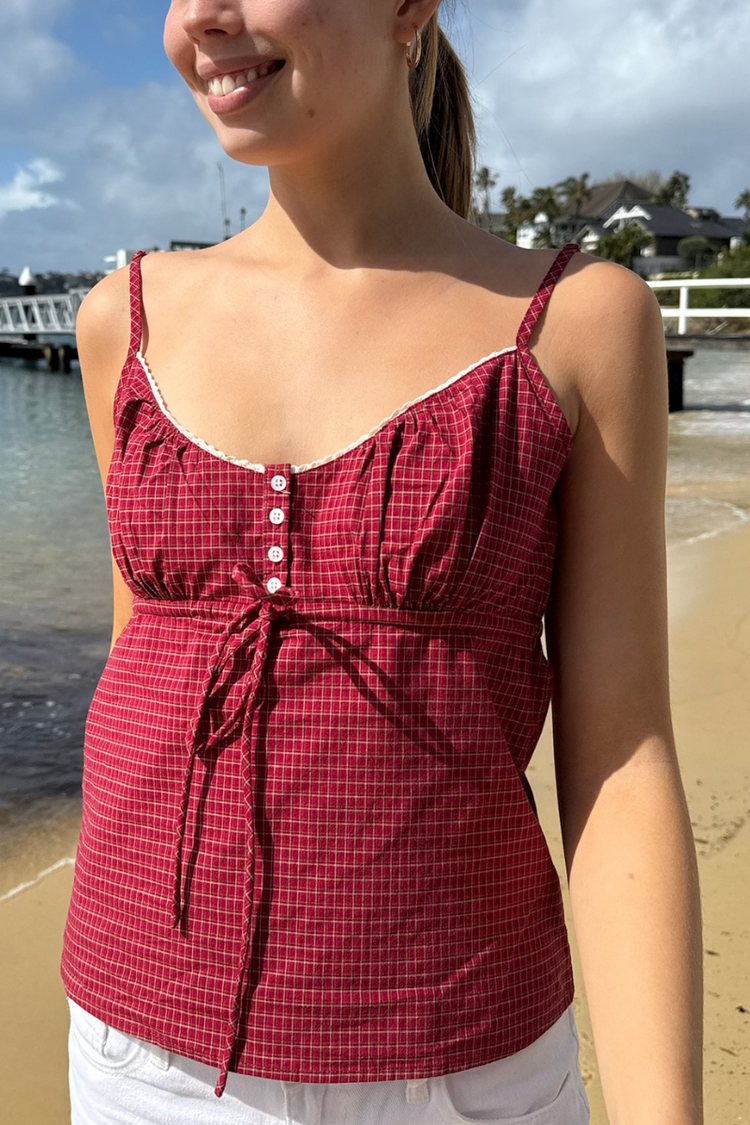 Tiffany Plaid Tank | Red With White And Black Plaid / XS/S