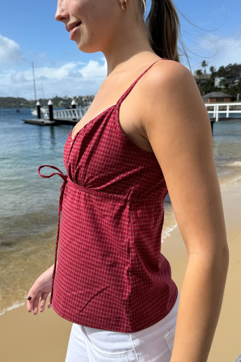 Red With White And Black Plaid / XS/S