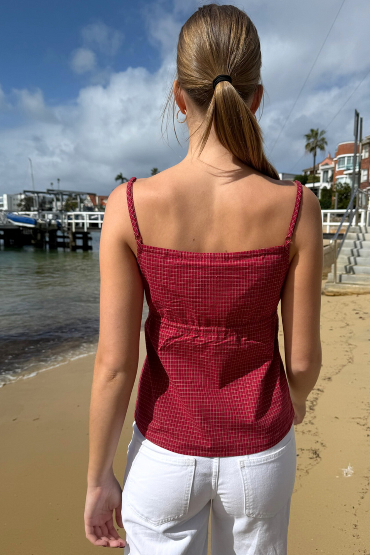 Tiffany Plaid Tank | Red With White And Black Plaid / XS/S