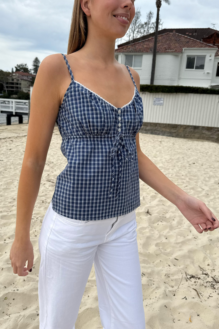 Tiffany Gingham Tank | Blue Gingham / XS/S
