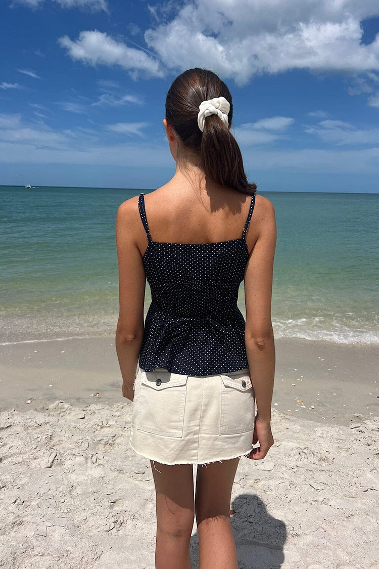 Tiffany Polka Dots Tank | Faded Navy Blue With White Polka Dots / XS/S