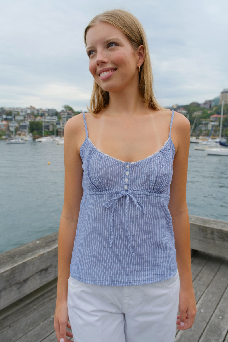 Tiffany Striped Tank | Washed Navy Double Stripes / XS/S