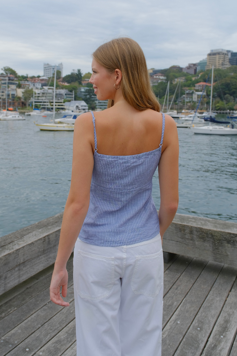 Tiffany Striped Tank | Washed Navy Double Stripes / XS/S
