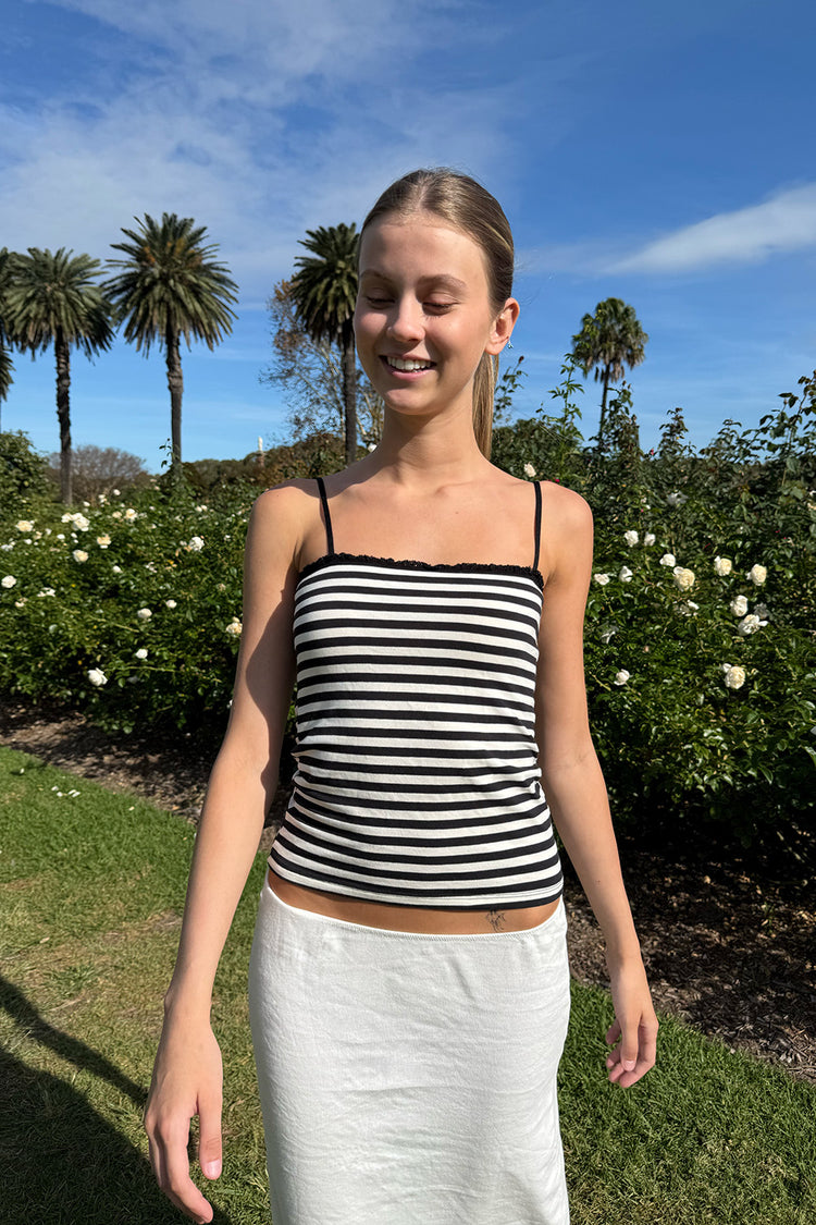 Anya Tank | Black with White Stripes / XS/S