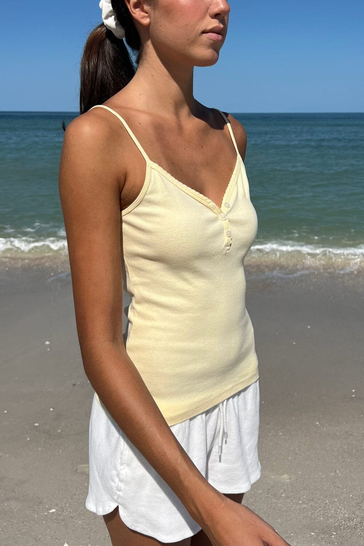 Lorene Button Top | Pastel Yellow / XS/S