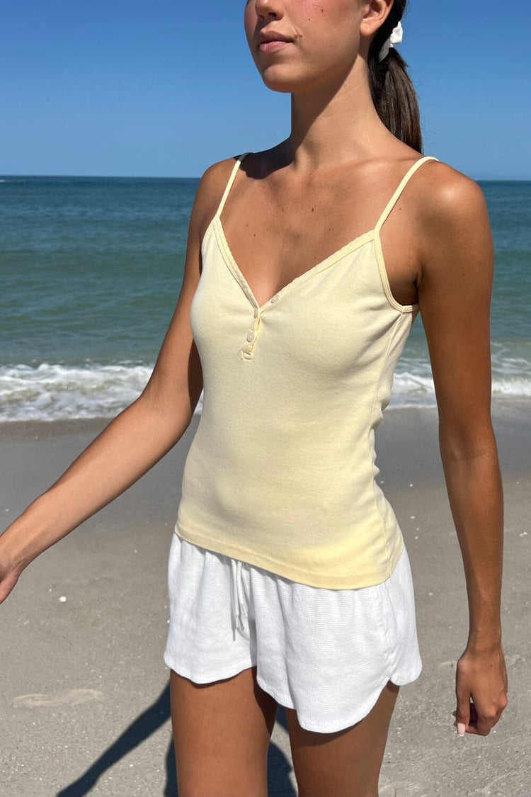 Lorene Button Top | Pastel Yellow / XS/S